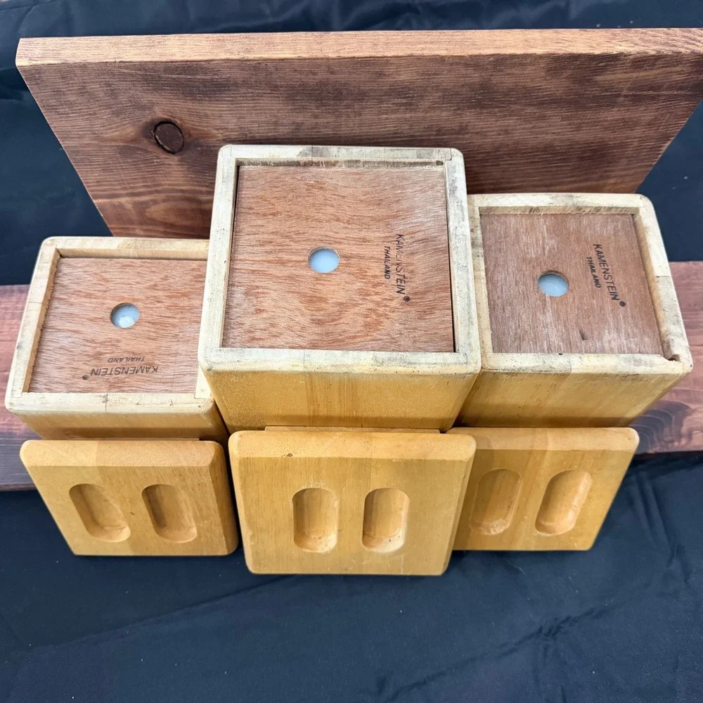 Vintage Kamenstein Wood Canister Set 3 Piece Square Nesting Kitchen Storage